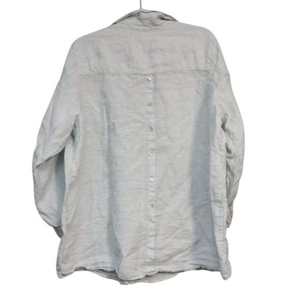 Tahari Blouse 2X 100% Linen Pastel Blue Pullover Beach Coastal Lagenlook Boho - Picture 8 of 11